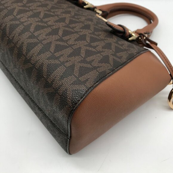Michael Kors Brown Coated Canvas Monogram Ciara Satchel Bag And Wallet - Picture 7 of 10